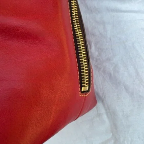 Auth Dooney & Burke Red Florentine Leather Large Barlow Zip Tote Satchel - Picture 15 of 16